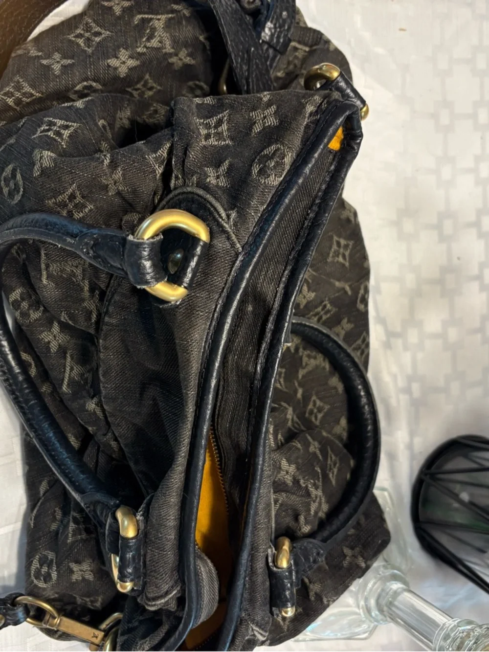 Louis Vuitton Black Neo Cabby Denim Monogram Shoulder Bag